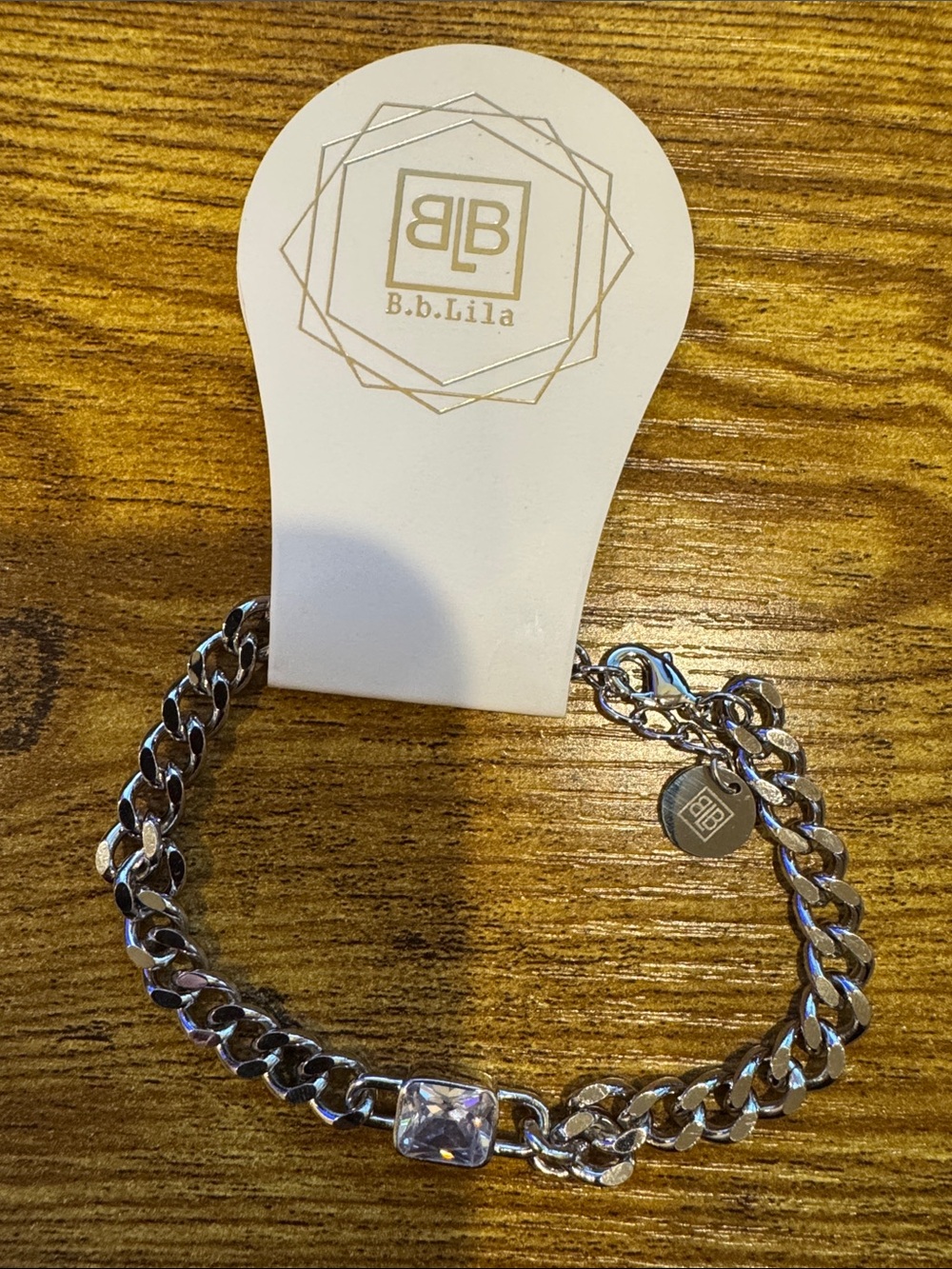 NWT B.b.Lila Silver Chain Bracelet with Clear Gem
